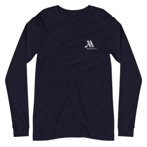 marriott unisex long sleeve tee | bella + canvas white color logo