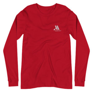 marriott unisex long sleeve tee | bella + canvas white color logo