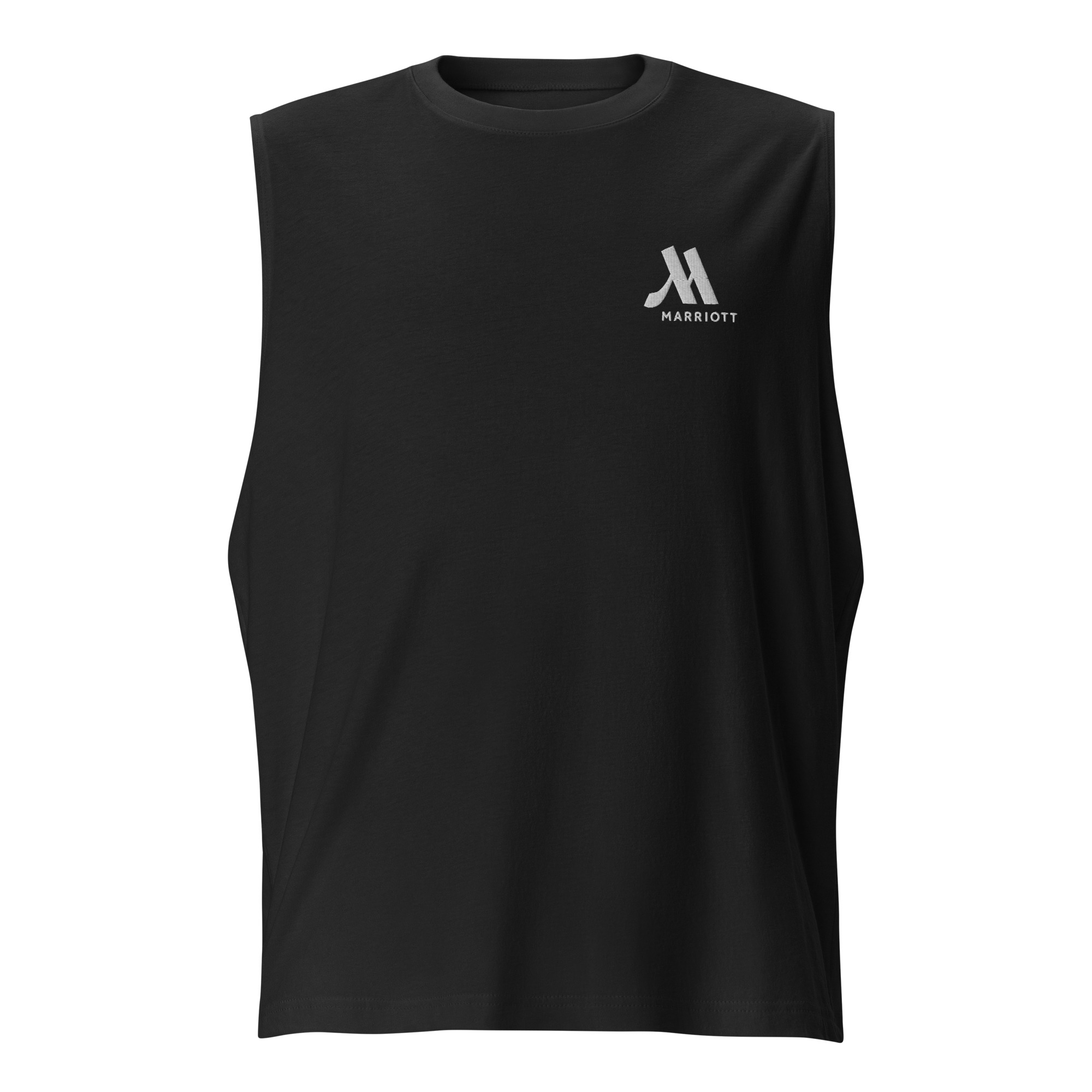marriott unisex muscle shirt | bella + canvas white color logo