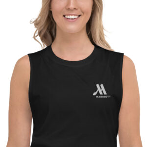 marriott unisex muscle shirt | bella + canvas white color logo
