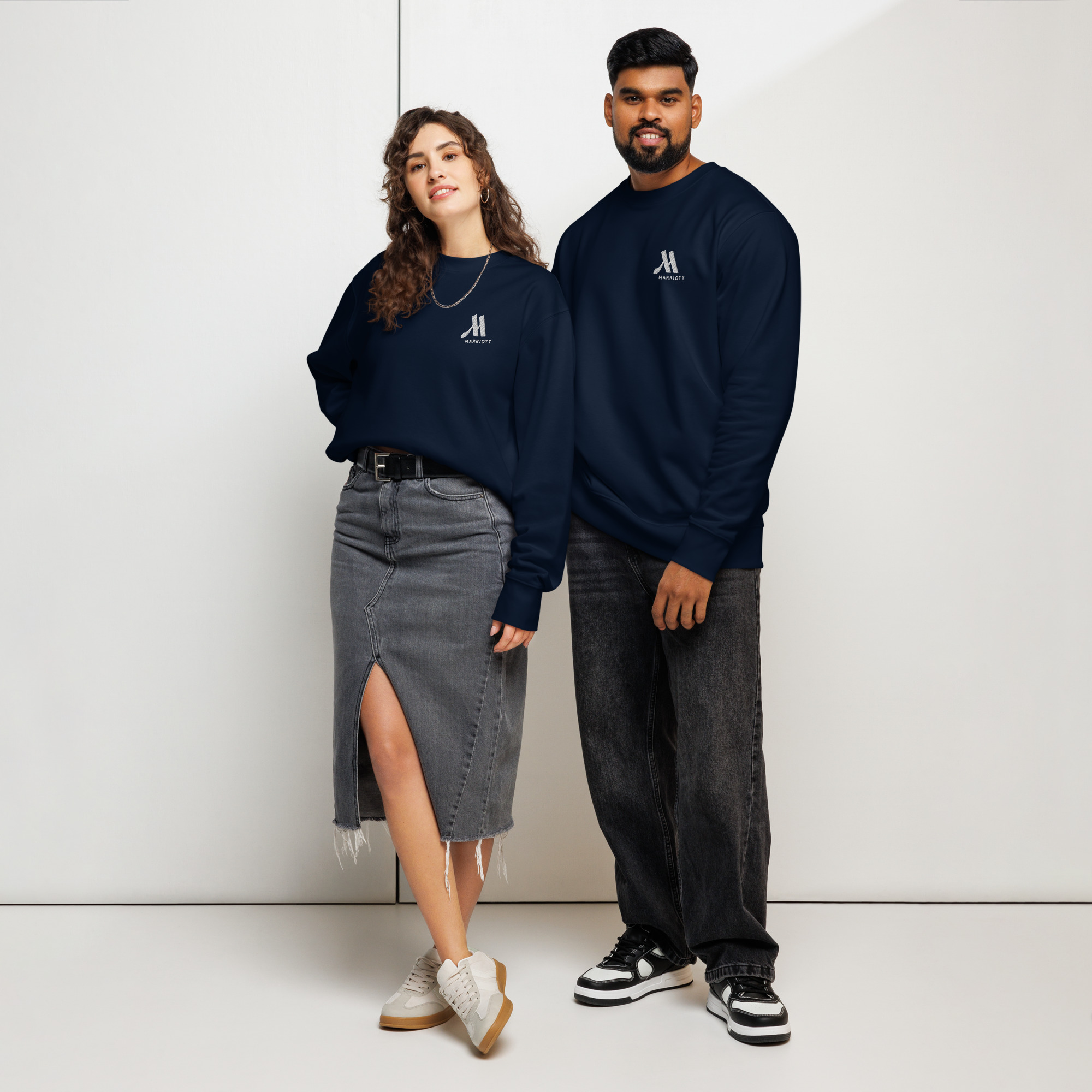marriott unisex organic sweatshirt white color logo