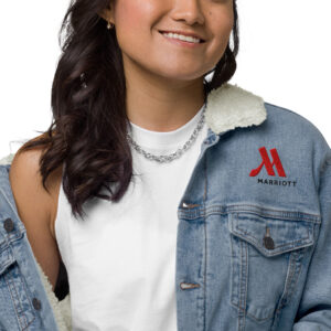 marriott unisex sherpa denim jacket | threadfast apparel full color logo