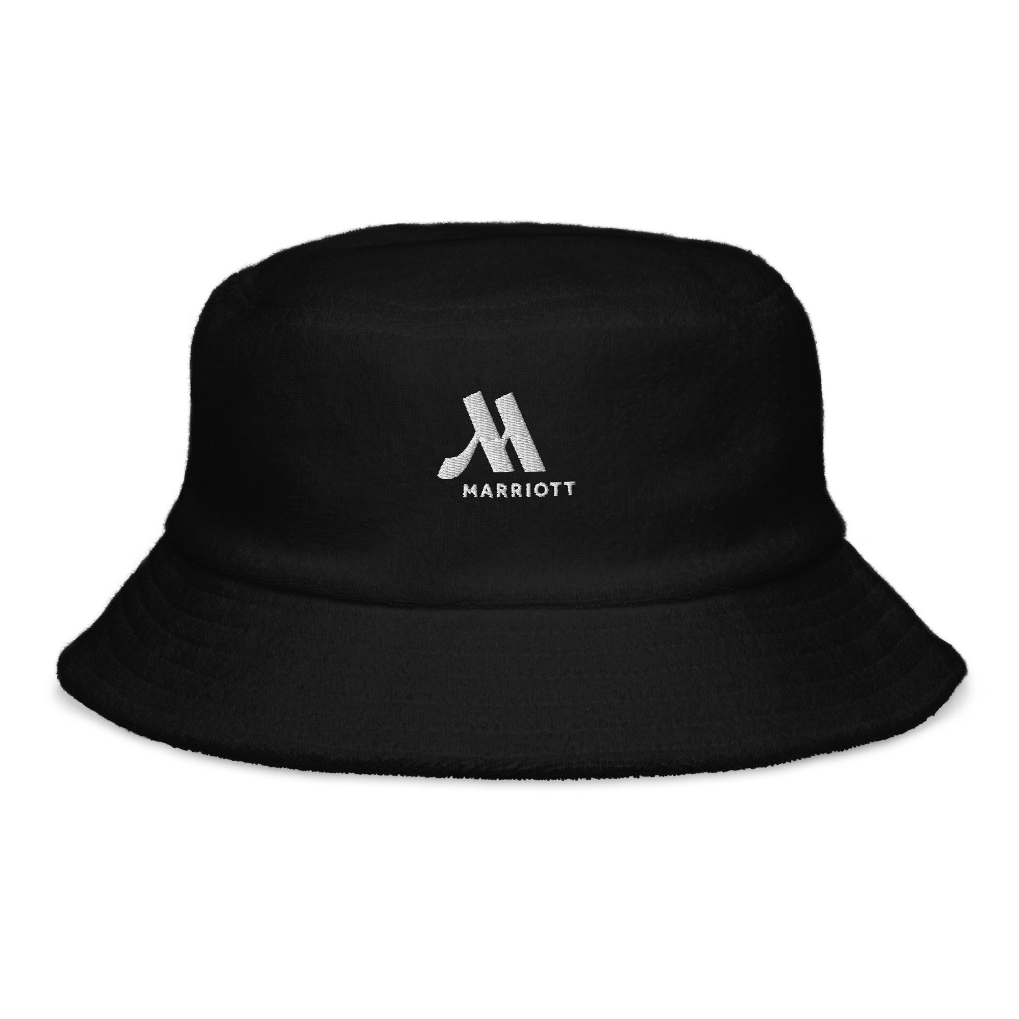 marriott unstructured terry cloth bucket hat white color logo