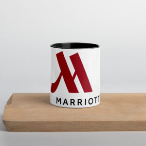 marriott white ceramic mug with color inside full color logo