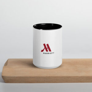 marriott white ceramic mug with color inside full color logo
