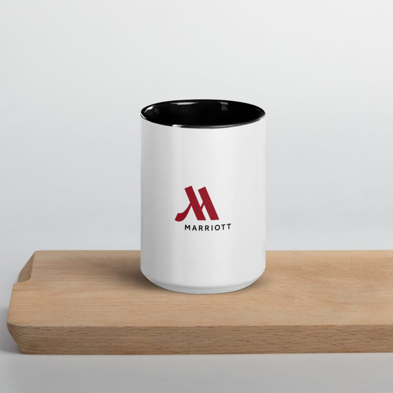 marriott white ceramic mug with color inside full color logo