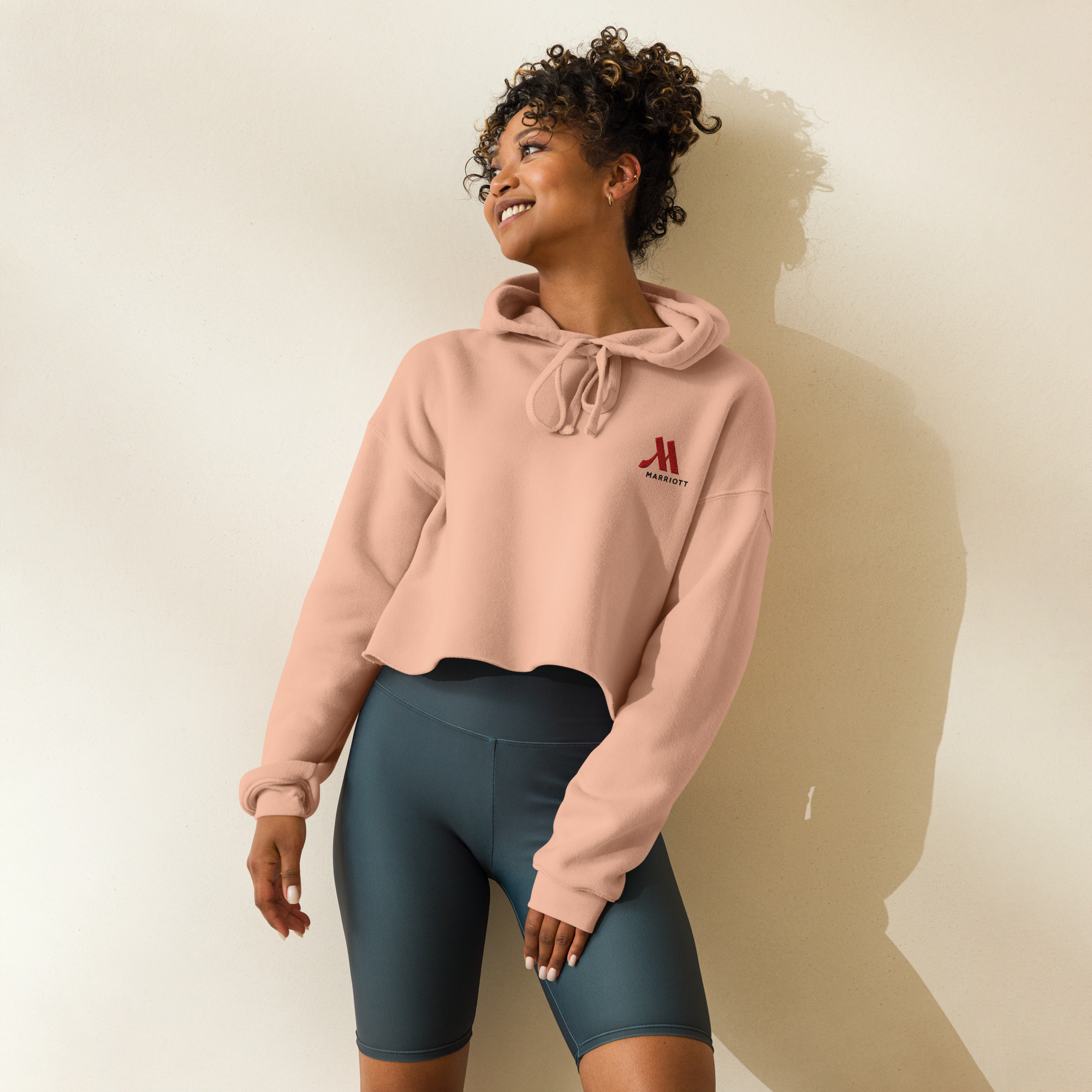 marriott women's cropped hoodie | bella + canvas full color logo
