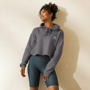 marriott women's cropped hoodie | bella + canvas white color logo
