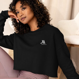 marriott women's cropped sweatshirt | bella + canvas white color logo