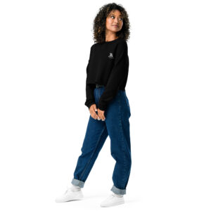 marriott women's cropped sweatshirt | bella + canvas white color logo