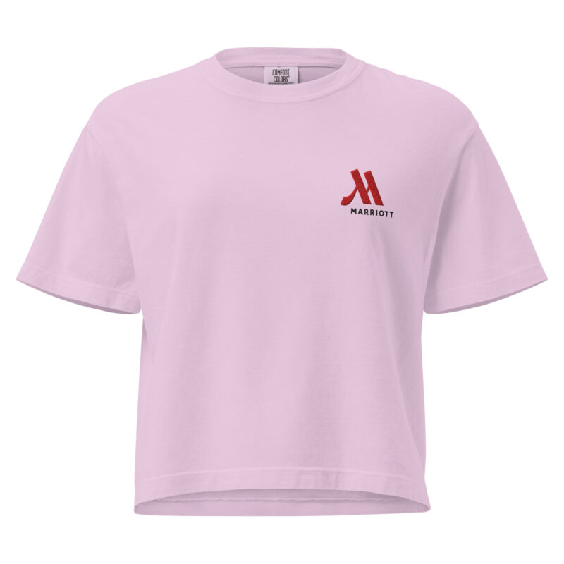 marriott women's heavyweight boxy t shirt full color logo