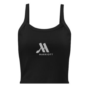 marriot women's micro rib tank top | bella canvas white color logo