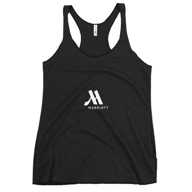 marriot women's racerback tank top | white color logo