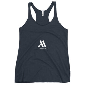 marriot women's racerback tank top | white color logo