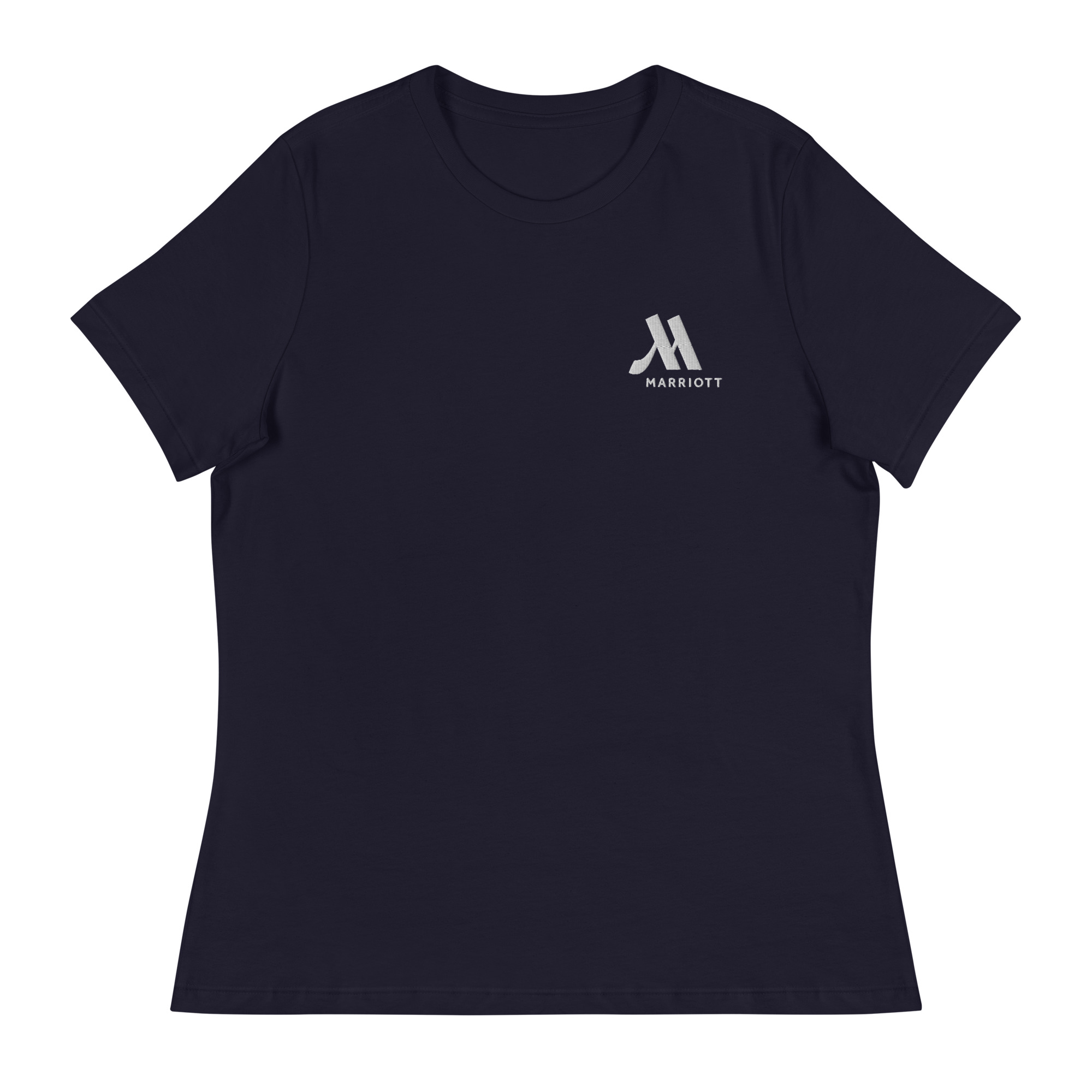 marriott women's relaxed t shirt | bella + canvas white color logo