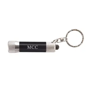 mcc chroma laser engraved metal led flashlight with keyring