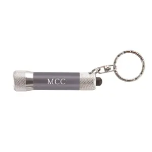 mcc chroma laser engraved metal led flashlight with keyring