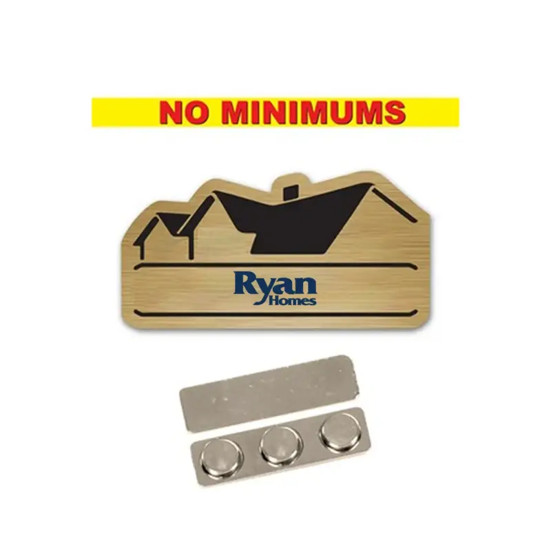 Ryan Homes - Name Badge Custom Shape Brushed Gold Plastic