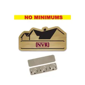 NVR Inc - Name Badge Custom Shape Brushed Gold Plastic