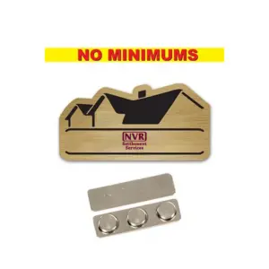 NVR Settlement Services - Name Badge Custom Shape Brushed Gold Plastic