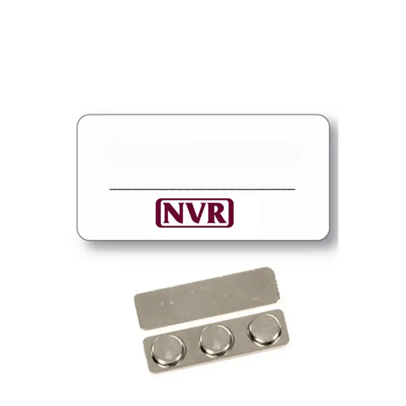 NVR Inc - Name Badge  White Metal