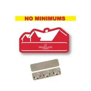 Heartland Homes - Name badge Custom Shape Red Plastic