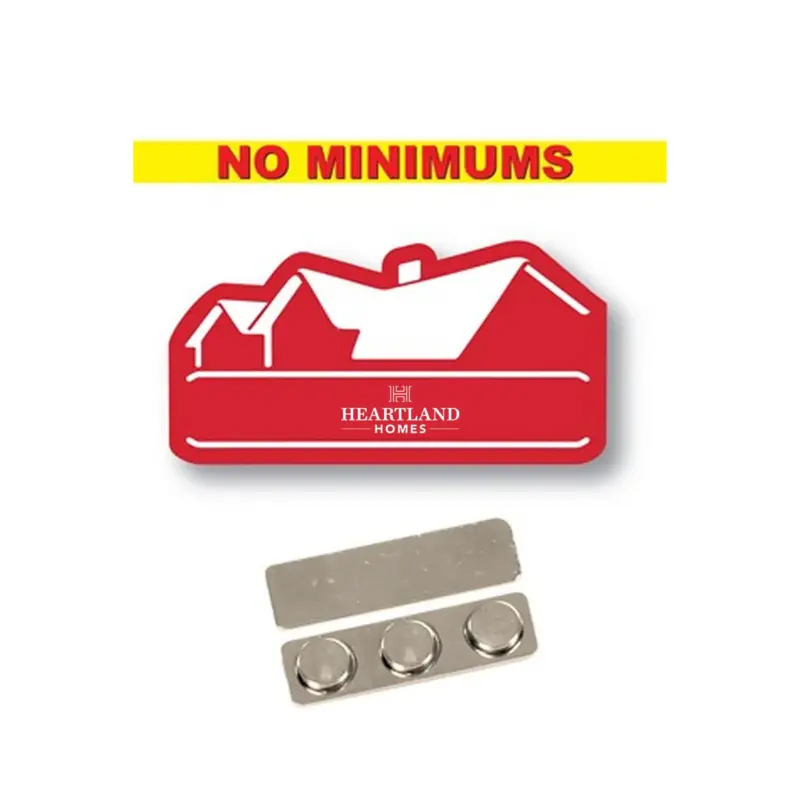 Heartland Homes - Name badge Custom Shape Red Plastic