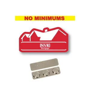 NVR Mortgage - Name badge Custom Shape Red Plastic