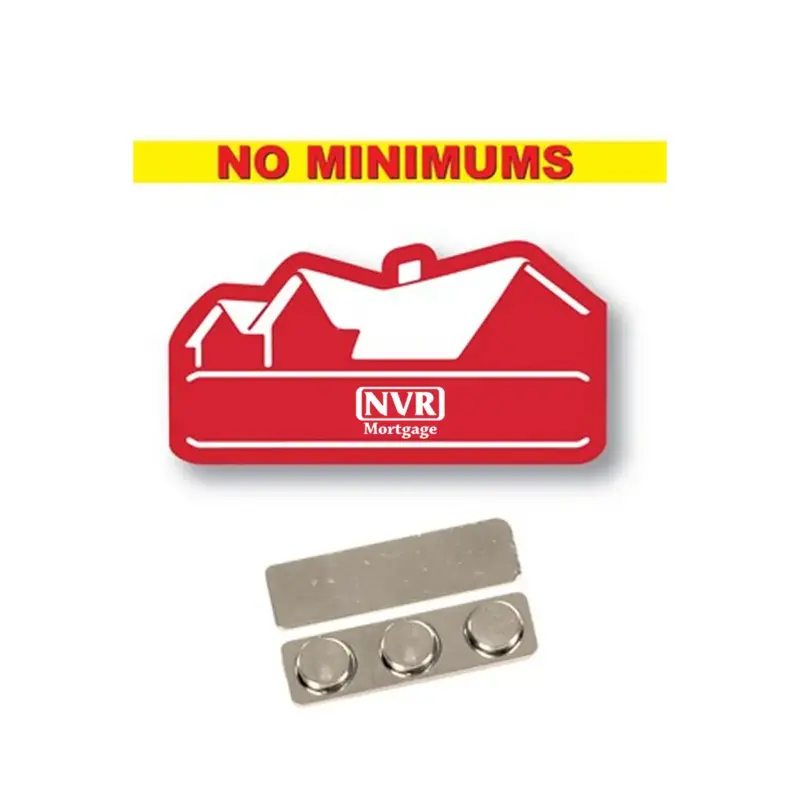 NVR Mortgage - Name badge Custom Shape Red Plastic