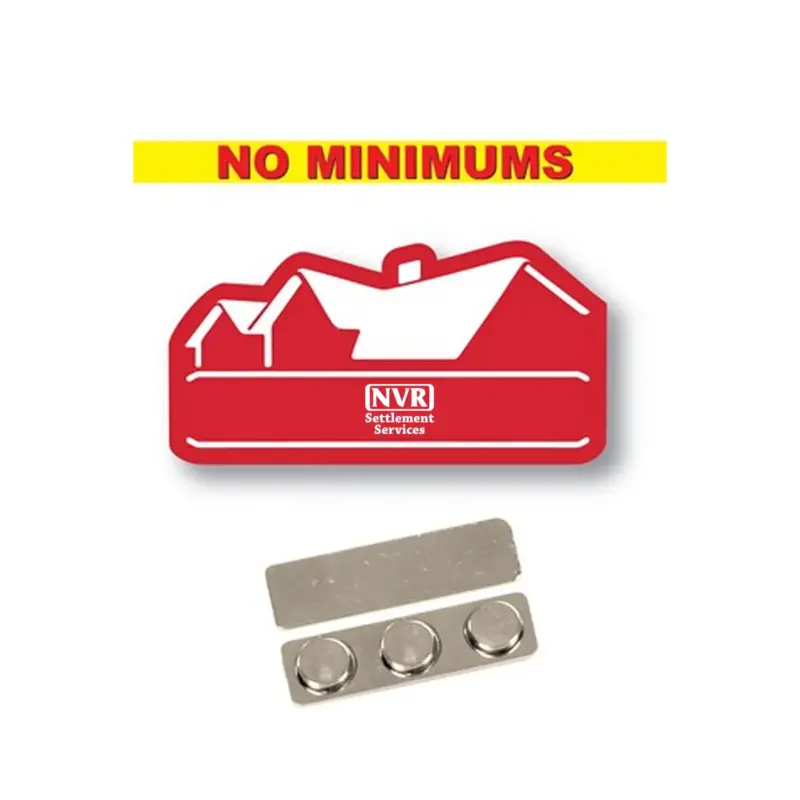NVR Settlement Services - Name badge Custom Shape Red Plastic