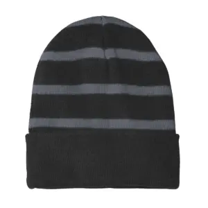 NVR Settlement Services - Embroidered Sport-Tek Striped Beanie w/Solid Band