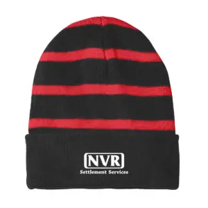 NVR Settlement Services - Embroidered Sport-Tek Striped Beanie w/Solid Band