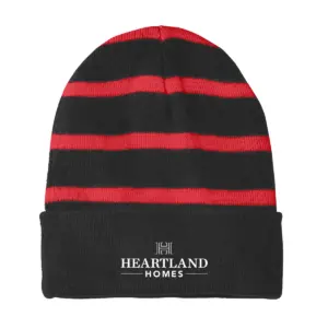Heartland Homes - Embroidered Sport-Tek Striped Beanie w/Solid Band