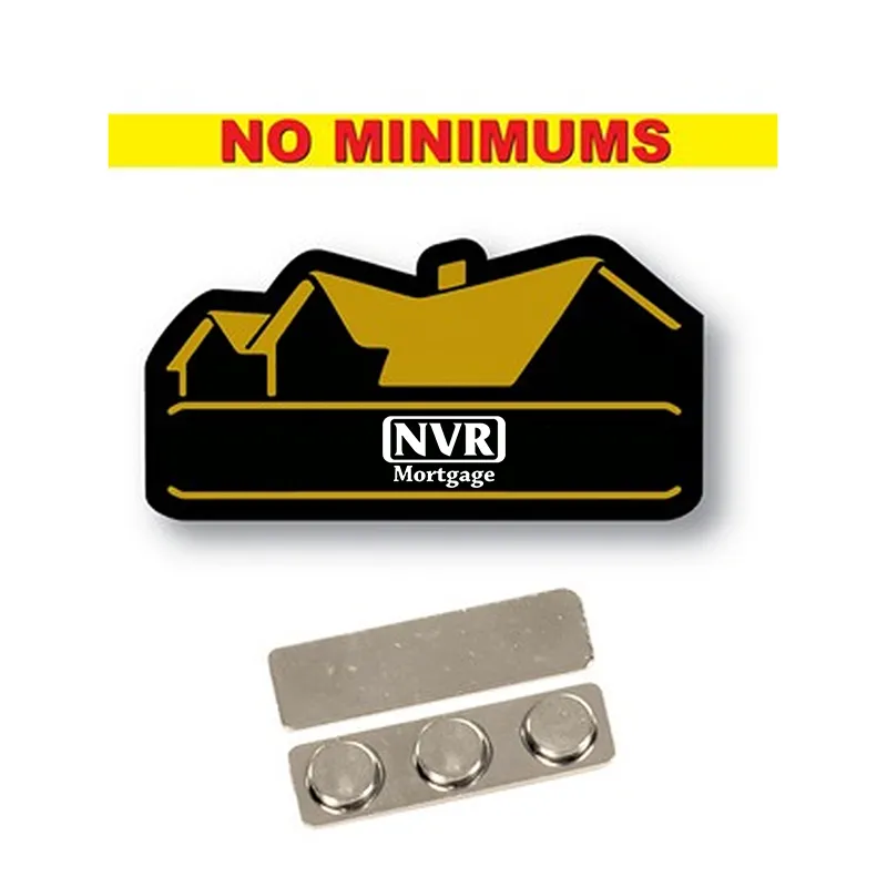 NVR Mortgage - Name Badge Custom Shape BLACK Plastic