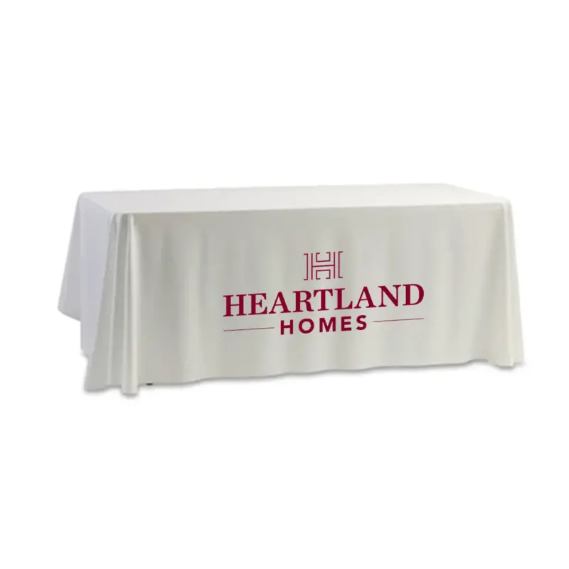 Heartland Homes - 8' Dye Sub Tablecloth (Non Fitted) White
