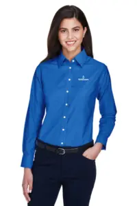 NVHomes - Harriton Ladies Long-Sleeve Oxford with Stain-Release