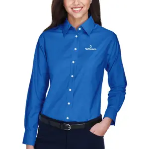 NVHomes - Harriton Ladies Long-Sleeve Oxford with Stain-Release