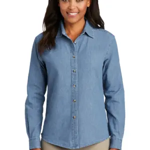 Heartland Homes - Port & Company Ladies Long Sleeve Value Denim Shirt