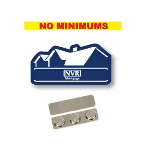NVR Mortgage - Name Badge  Custom Shape Navy Blue Plastic