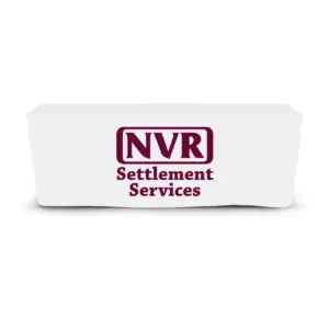 NVR Settlement Services - 6' Fitted Dye Sub Tablecloth  White