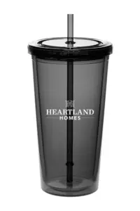 Heartland Homes - 20 Oz. Double Wall Acrylic Bottles w/Straws