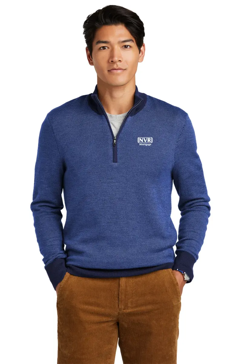 NVR Mortgage - Brooks Brothers ® Washable Merino Birdseye 1/4-Zip Sweater