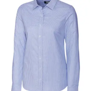 NVR Manufacturing - Cutter & Buck Stretch Oxford Stripe Womens Long Sleeve Dress Shirt