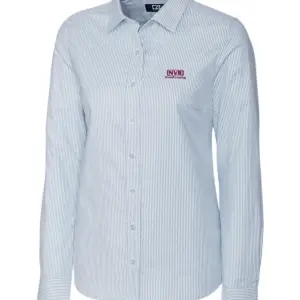 NVR Manufacturing - Cutter & Buck Stretch Oxford Stripe Womens Long Sleeve Dress Shirt
