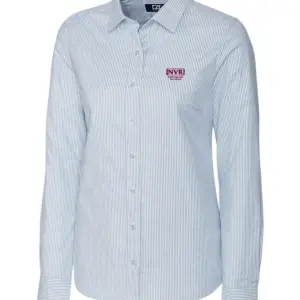 NVR Settlement Services - Cutter & Buck Stretch Oxford Stripe Womens Long Sleeve Dress Shirt