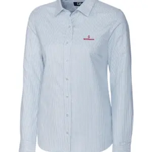 NVHomes - Cutter & Buck Stretch Oxford Stripe Womens Long Sleeve Dress Shirt