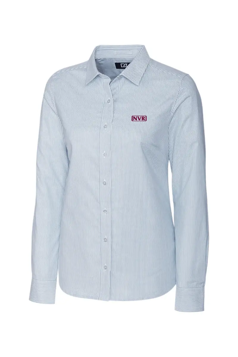 NVR Inc - Cutter & Buck Stretch Oxford Stripe Womens Long Sleeve Dress Shirt