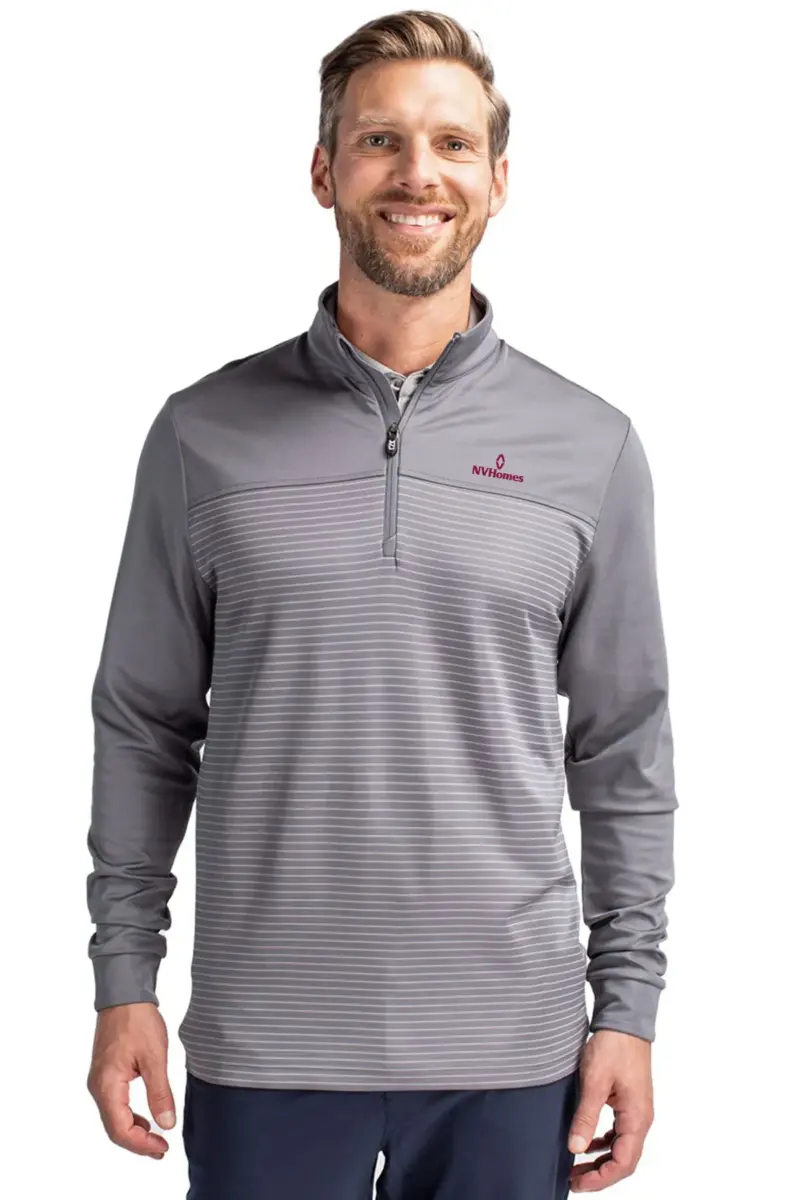 NVHomes - Cutter & Buck Traverse Stretch Stripe Eco Quarter Zip Mens Pullover