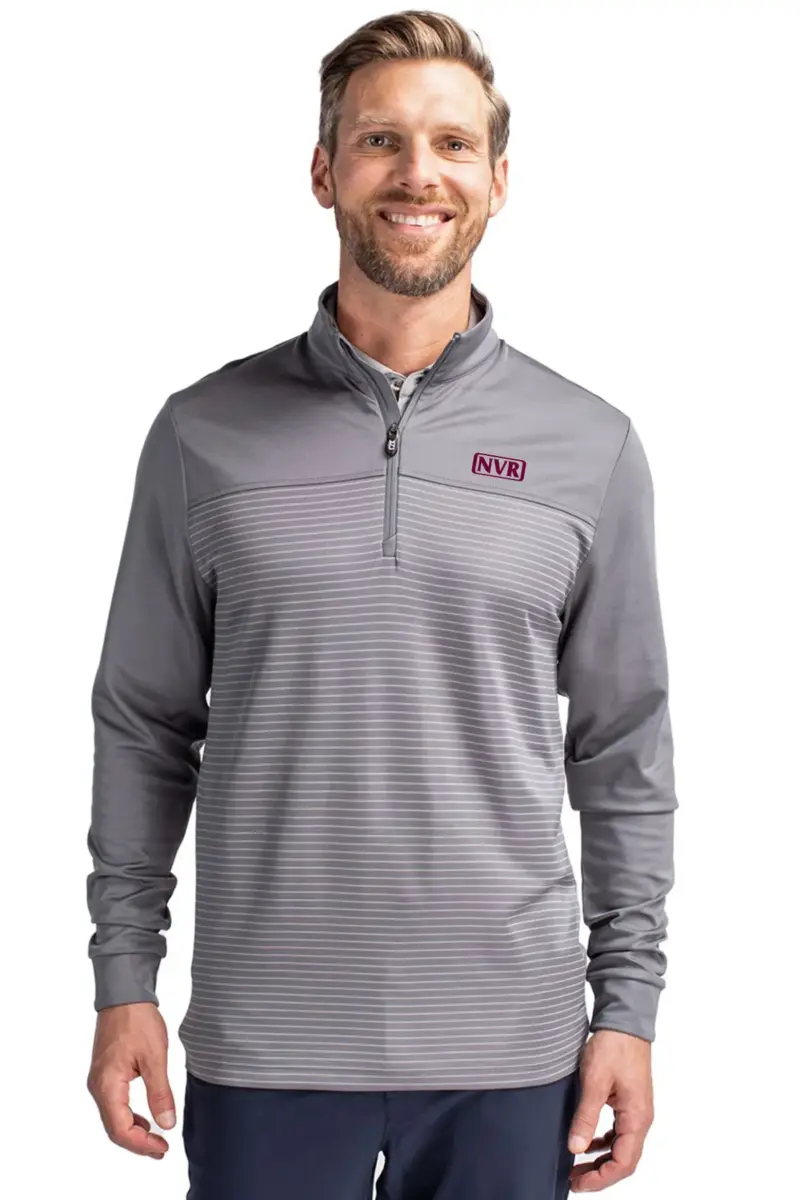 NVR Inc - Cutter & Buck Traverse Stretch Stripe Eco Quarter Zip Mens Pullover