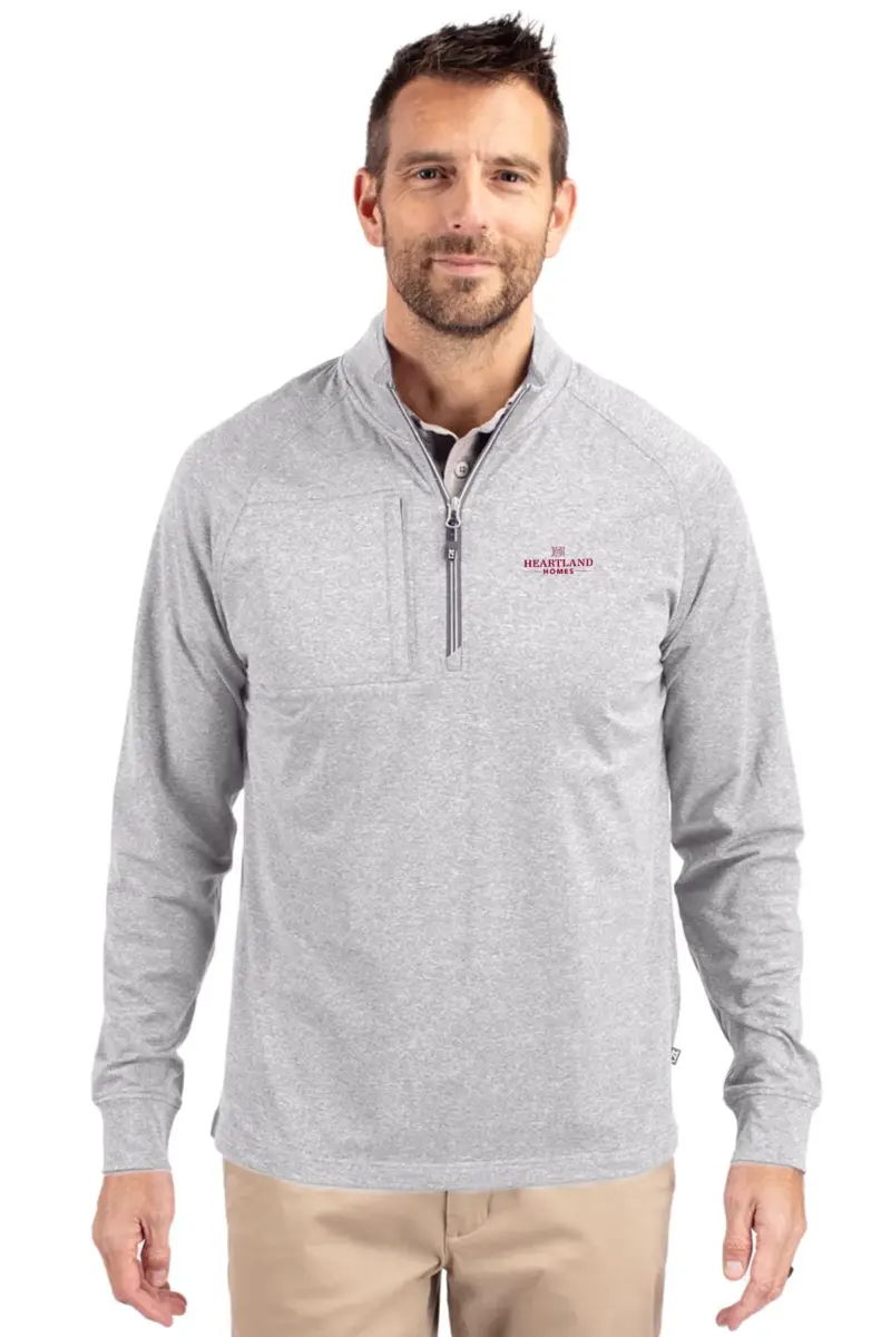 Heartland Homes - Cutter & Buck Adapt Eco Knit Heather Mens Quarter Zip Pullover
